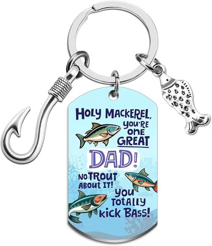 سلسلة مفاتيح صيد السمك للأب، هدايا صياد مضحكة للزوج، الجد، هدايا عيد الأب للرجال، هدية عيد الميلاد، هدية الكريسماس، إكسسوارات لمحبي الصيد، أفضل هدية للأب الصياد من ابنة الابن in Kuwait
