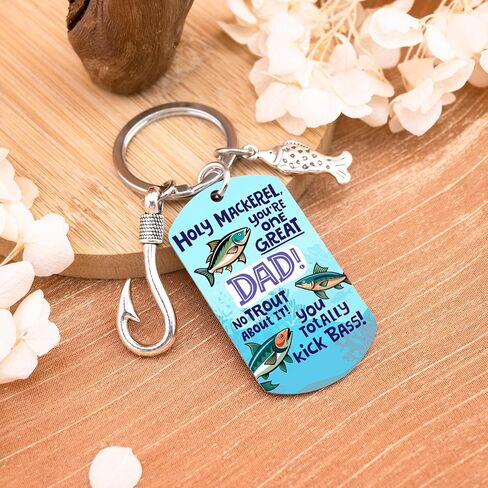 سلسلة مفاتيح صيد السمك للأب، هدايا صياد مضحكة للزوج، الجد، هدايا عيد الأب للرجال، هدية عيد الميلاد، هدية الكريسماس، إكسسوارات لمحبي الصيد، أفضل هدية للأب الصياد من ابنة الابن in Kuwait