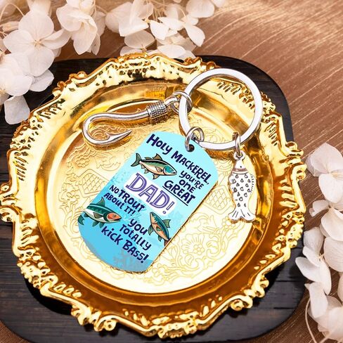 سلسلة مفاتيح صيد السمك للأب، هدايا صياد مضحكة للزوج، الجد، هدايا عيد الأب للرجال، هدية عيد الميلاد، هدية الكريسماس، إكسسوارات لمحبي الصيد، أفضل هدية للأب الصياد من ابنة الابن in Kuwait