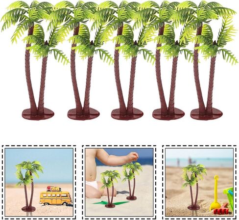 Garneck 5Pcs Miniature Artificial Coconut Palm Trees for Crafts Realistic Greenery Plant for Aquarium Fairy Garden Decor Fake Palm Tree Model for DIY Micro Landscape Fish Tank Cake Topper in Saudi Arabia
