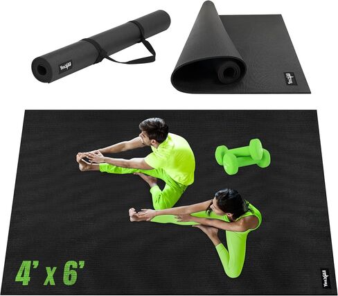 Yes4All 6'x4' Thick Rubber Exercise Mat for Floor Workouts, Durable & Low-Odor Large Gym, Non-Slip Workout Mats for Indoor/Outdoor in Saudi Arabia