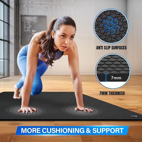 Yes4All 6'x4' Thick Rubber Exercise Mat for Floor Workouts, Durable & Low-Odor Large Gym, Non-Slip Workout Mats for Indoor/Outdoor in Saudi Arabia