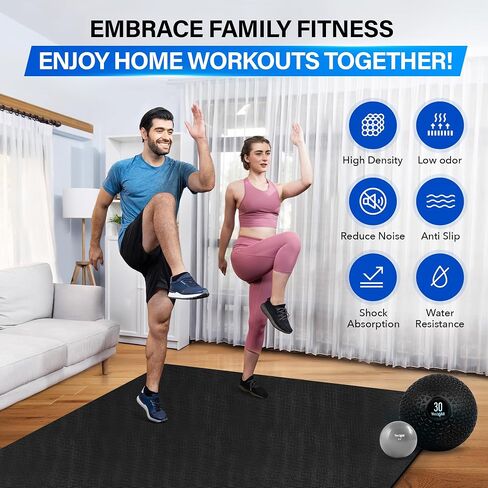 Yes4All 6'x4' Thick Rubber Exercise Mat for Floor Workouts, Durable & Low-Odor Large Gym, Non-Slip Workout Mats for Indoor/Outdoor in Saudi Arabia