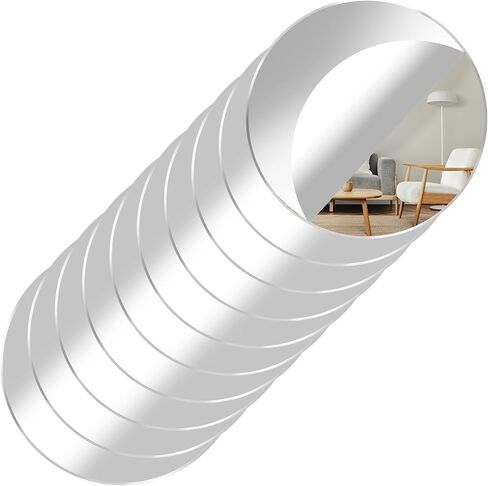 10 Pack Acrylic Round Mirrors, 6 Inch Non Glass Round Mirror Plate Self Adhesive Mirror Stickers, Acrylic Mirror Plate Circle Mirror Trays for Wedding Table Center DIY Crafts Home Wall Candle Decor in Saudi Arabia