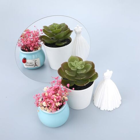 10 Pack Acrylic Round Mirrors, 6 Inch Non Glass Round Mirror Plate Self Adhesive Mirror Stickers, Acrylic Mirror Plate Circle Mirror Trays for Wedding Table Center DIY Crafts Home Wall Candle Decor in Saudi Arabia