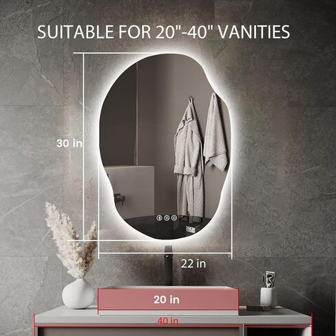 20x30 Inch Arch LED Bathroom Mirror, Gold Lighted Bathroom Mirrors Wall Mounted, Vanity Mirror with Anti-Fog, Memory Function, 3 Color Temperature, Dimmable Led Mirror for Bathroom in Saudi Arabia