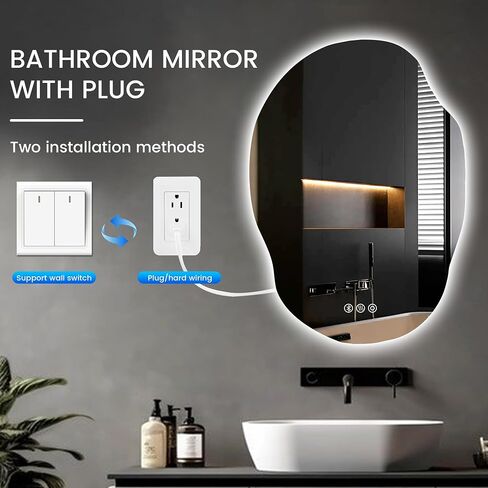 20x30 Inch Arch LED Bathroom Mirror, Gold Lighted Bathroom Mirrors Wall Mounted, Vanity Mirror with Anti-Fog, Memory Function, 3 Color Temperature, Dimmable Led Mirror for Bathroom in Saudi Arabia