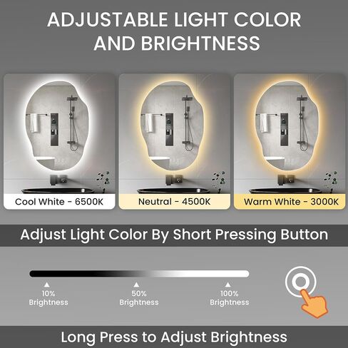 20x30 Inch Arch LED Bathroom Mirror, Gold Lighted Bathroom Mirrors Wall Mounted, Vanity Mirror with Anti-Fog, Memory Function, 3 Color Temperature, Dimmable Led Mirror for Bathroom in Saudi Arabia