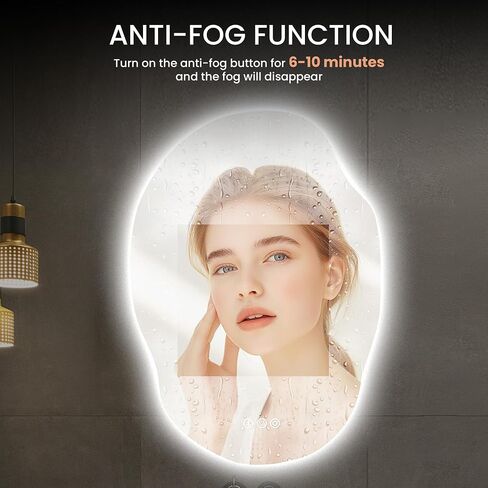 20x30 Inch Arch LED Bathroom Mirror, Gold Lighted Bathroom Mirrors Wall Mounted, Vanity Mirror with Anti-Fog, Memory Function, 3 Color Temperature, Dimmable Led Mirror for Bathroom in Saudi Arabia