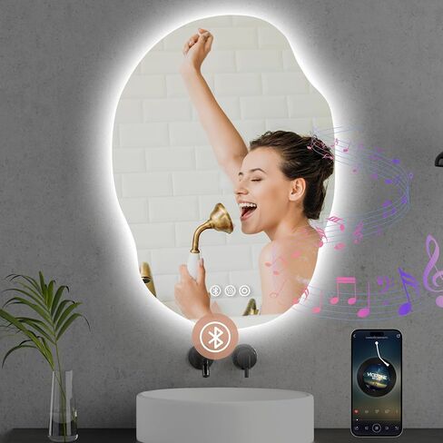 20x30 Inch Arch LED Bathroom Mirror, Gold Lighted Bathroom Mirrors Wall Mounted, Vanity Mirror with Anti-Fog, Memory Function, 3 Color Temperature, Dimmable Led Mirror for Bathroom in Saudi Arabia