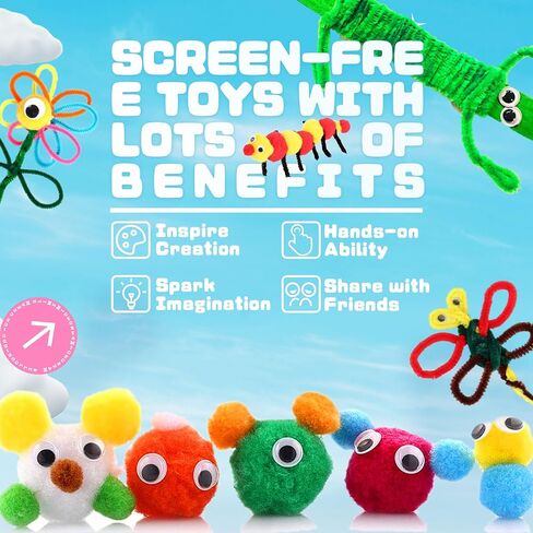 SMILESSKIDDO Arts Craft Supplies for Kids - 1000+ PCS Toddler DIY Craft Art Supply Set, Portable 3 Layered Folding Storage Box School Craft Projects - Gifts for Girls Ages 4-12 in Kuwait