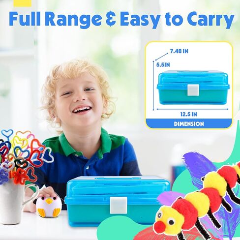 SMILESSKIDDO Arts Craft Supplies for Kids - 1000+ PCS Toddler DIY Craft Art Supply Set, Portable 3 Layered Folding Storage Box School Craft Projects - Gifts for Girls Ages 4-12 in Kuwait