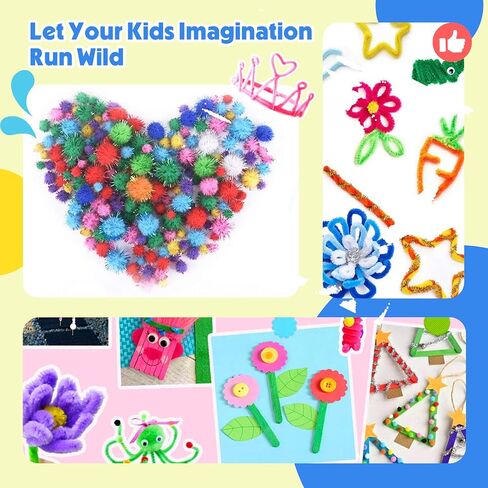 SMILESSKIDDO Arts Craft Supplies for Kids - 1000+ PCS Toddler DIY Craft Art Supply Set, Portable 3 Layered Folding Storage Box School Craft Projects - Gifts for Girls Ages 4-12 in Kuwait
