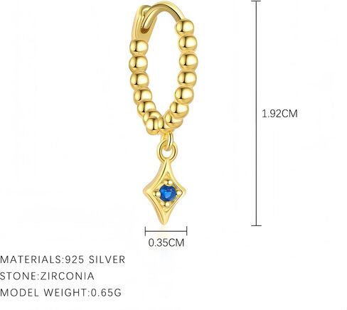 Rhinelife 925 Silver Earrings for Women - 18K Gold Plated Hypoallergenic Dainty Cartilage Earrings Huggie Hoop Stud with Dangle Chain Lightweight Jewelry Gift for Her in Saudi Arabia