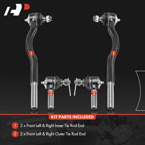 A-Premium Set of 4, Front Inner & Outer Tie Rod End Kit, Compatible with Chevrolet Tracker 1998-1998 & Geo Tracker 1989-1997 & Suzuki Sidekick 1989-1998 in Saudi Arabia