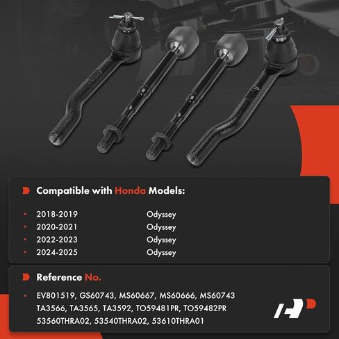 A-Premium Set of 4, Front Inner Outer Tie Rod End Kit, Compatible with Honda Odyssey 2018-2025 in Saudi Arabia