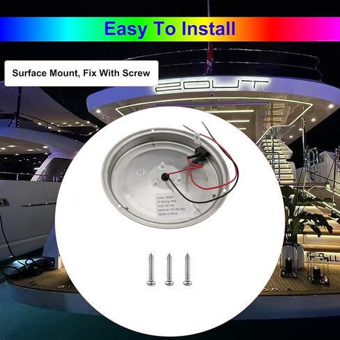 Marine Boat Dome Lights, 5.5 Inch RGBW LED Boat Cabin Lights with Toggle Switch, LED Boat Interior Lights with Stainless Steel Surface Mount 12V in Kuwait