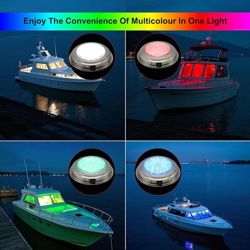 Marine Boat Dome Lights, 5.5 Inch RGBW LED Boat Cabin Lights with Toggle Switch, LED Boat Interior Lights with Stainless Steel Surface Mount 12V in Kuwait