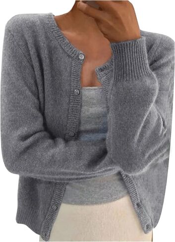 GORGLITTER Women's Plus Size Button Up Sweater Cardigans Fuzzy Crewneck Long Sleeve Knitwear in Saudi Arabia