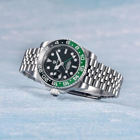 تصميم باجاني GMT 40 ملم حركة NH34 أوتوماتيكية إطار سيراميك منطقة زمنية مزدوجة عرض التاريخ 100 متر مقاومة للماء مضيئة ساعة عمل رياضية هدايا للرجال in Kuwait