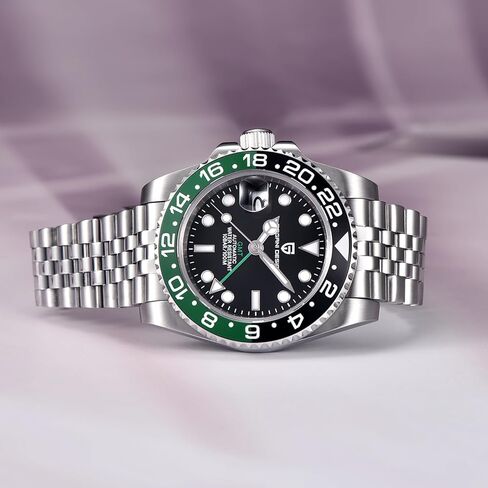 تصميم باجاني GMT 40 ملم حركة NH34 أوتوماتيكية إطار سيراميك منطقة زمنية مزدوجة عرض التاريخ 100 متر مقاومة للماء مضيئة ساعة عمل رياضية هدايا للرجال in Kuwait