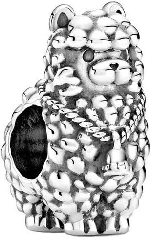 Fluffy Llama Charm Sterling Silver Animal Alpaca Bell Bead fit European Bracelet in Saudi Arabia