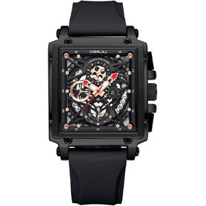 ساعة يد رجالية عصرية من CRRJU، ساعة رسمية فاخرة كرونوغراف مقاومة للماء للرجال مع حزام مطاطي من السيليكون in Kuwait