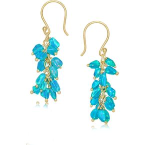 GOODSTONE JEWELS Cluster Dangle Drop Earrings for Women | Multicolor Opal Birthstone Jewelry | 18K Gold Plated & 925 Sterling Silver | October Birthstone Jewelry | Wedding|Anniversary|Engagement Gift in Saudi Arabia