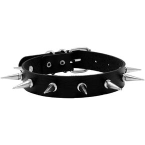Gothic Spike Leather Choker Necklace, 0.95 inch Width Studded Collar Necklace, Adjustable 12.5-19.5 inches, Punk Rock Grunge Style,Black in Saudi Arabia