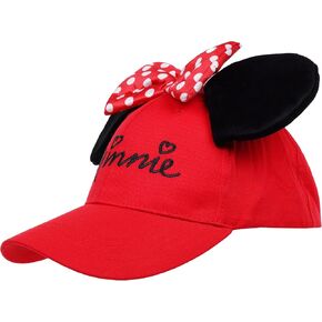 Disney Minnie Mouse Baseball Cap Hat, 3D Ears and Polka Dot Bow with Embroidered Script, Red/Black in Saudi Arabia