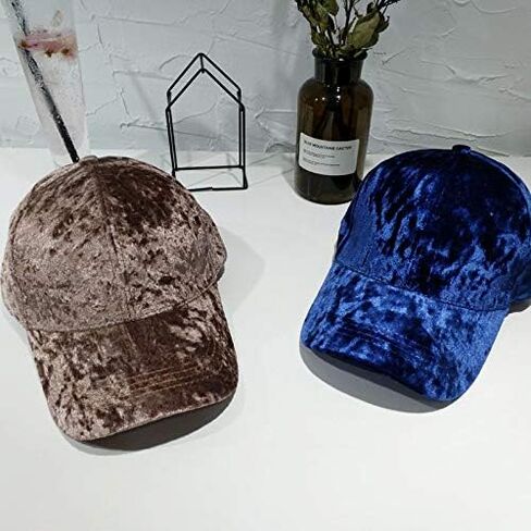 WITHMOONS Unisex Crushed Velvet Plain Soft Baseball Cap Adjustable Hat CW00009 in Saudi Arabia
