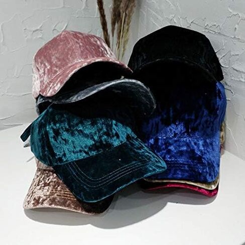 WITHMOONS Unisex Crushed Velvet Plain Soft Baseball Cap Adjustable Hat CW00009 in Saudi Arabia