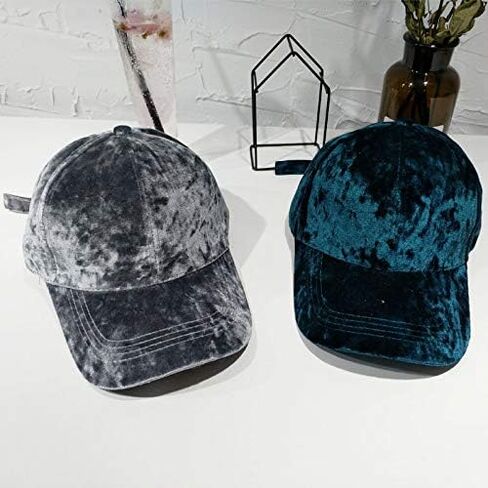 WITHMOONS Unisex Crushed Velvet Plain Soft Baseball Cap Adjustable Hat CW00009 in Saudi Arabia