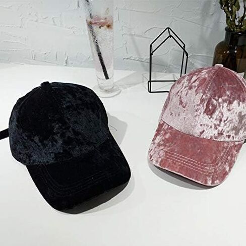 WITHMOONS Unisex Crushed Velvet Plain Soft Baseball Cap Adjustable Hat CW00009 in Saudi Arabia