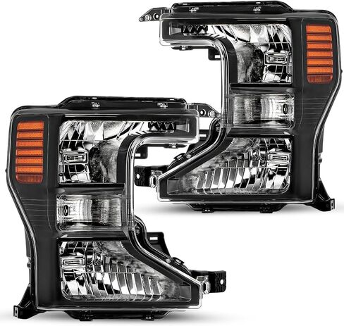 JSBOYAT Halogen Headlight Assembly Replacement for 2020 to 2022 Ford F250 F350 Super Duty Headlamp Right Passenger Side (Chrome Housing Amber Reflector) in Saudi Arabia