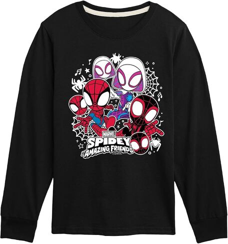 Marvel Spider-Man and His Amazing Friends - Spidey Friends Stickers - Toddler and Youth Long Sleeve Tee in Saudi Arabia