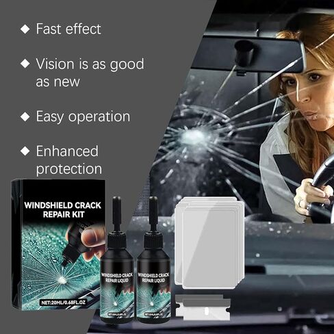 2025 New Windshield Crack Repair Kit, Premium Windshield Repair Kit, Quick Glass Repair Liquid, Cracks Gone Glass Remover Fluid for Quick Fix Windshields, Windows, Mirrors, All Crack Types(2pc) in Saudi Arabia