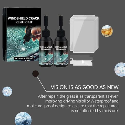 2025 New Windshield Crack Repair Kit, Premium Windshield Repair Kit, Quick Glass Repair Liquid, Cracks Gone Glass Remover Fluid for Quick Fix Windshields, Windows, Mirrors, All Crack Types(2pc) in Saudi Arabia
