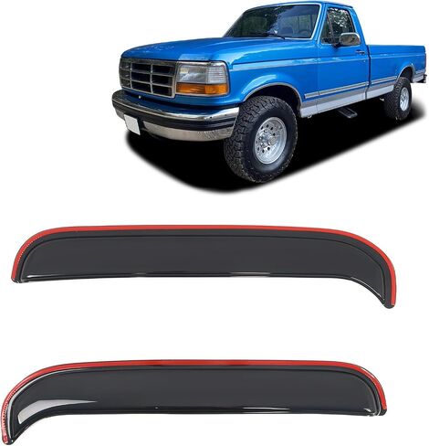 عاكسات نافذة السيارة FREEMOTOR802 في القناة، متوافقة مع 1980-1996 Ford F-150 F-250 F-350 Standard Cab (الكابينة العادية)، واقيات المطر من الأكريليك الدخاني، أقنعة النوافذ الجانبية، منحرف الرياح، مجموعة مكونة من قطعتين in Kuwait