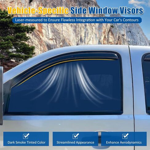 عاكسات نافذة السيارة FREEMOTOR802 في القناة، متوافقة مع 1980-1996 Ford F-150 F-250 F-350 Standard Cab (الكابينة العادية)، واقيات المطر من الأكريليك الدخاني، أقنعة النوافذ الجانبية، منحرف الرياح، مجموعة مكونة من قطعتين in Kuwait