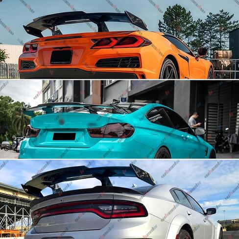 Universal Rear GT Spoiler, MP Style Wing Compatible with Mazda Miata Chevy Corvette Camaro Nissan Lexus Toyota Honda Ford Mustang Scion BMW Ben Infiniti Kia Dodge (Glossy Black) in Saudi Arabia