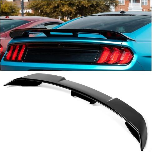HECASA Trunk Spoiler Compatible with 2015-2023 Ford Mustang V6 V8 Shelby GT EcoBoost Base Coupe 2-Door, Rear Spoiler Wing Trunk Spoiler Lid Wing Painted ABS Plastic Black in Saudi Arabia