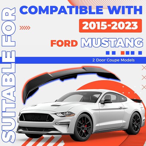 HECASA Trunk Spoiler Compatible with 2015-2023 Ford Mustang V6 V8 Shelby GT EcoBoost Base Coupe 2-Door, Rear Spoiler Wing Trunk Spoiler Lid Wing Painted ABS Plastic Black in Saudi Arabia