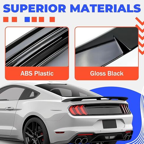 HECASA Trunk Spoiler Compatible with 2015-2023 Ford Mustang V6 V8 Shelby GT EcoBoost Base Coupe 2-Door, Rear Spoiler Wing Trunk Spoiler Lid Wing Painted ABS Plastic Black in Saudi Arabia