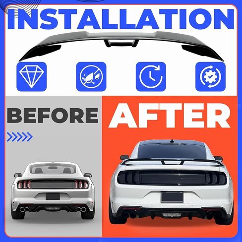 HECASA Trunk Spoiler Compatible with 2015-2023 Ford Mustang V6 V8 Shelby GT EcoBoost Base Coupe 2-Door, Rear Spoiler Wing Trunk Spoiler Lid Wing Painted ABS Plastic Black in Saudi Arabia