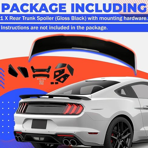 HECASA Trunk Spoiler Compatible with 2015-2023 Ford Mustang V6 V8 Shelby GT EcoBoost Base Coupe 2-Door, Rear Spoiler Wing Trunk Spoiler Lid Wing Painted ABS Plastic Black in Saudi Arabia
