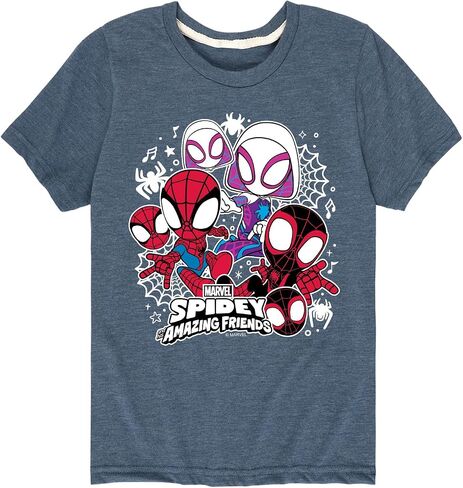 Marvel Spider-Man and His Amazing Friends - Spidey Friends Stickers - Toddler and Youth Short Sleeve Tee in Saudi Arabia