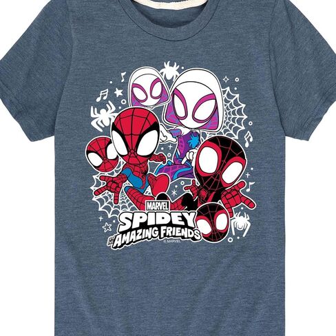Marvel Spider-Man and His Amazing Friends - Spidey Friends Stickers - Toddler and Youth Short Sleeve Tee in Saudi Arabia