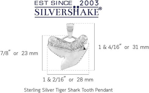 Silvershake مطلي بالذهب الأبيض 925 من الفضة الإسترلينية على شكل سمكة قرش النمر Sealife قلادة غير رسمية مجوهرات للنساء أو المراهقين in Saudi Arabia