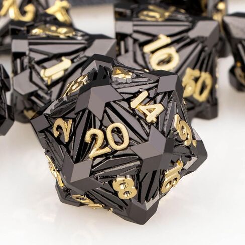 7PCS Metal DND Dice Set with Box, Debris RPG Green Purple D and D Dice for use with D&D Tabletop Games Role Playing Game Polyhedral Dice Set D20 D12 D10 D8 D6 D4 in Saudi Arabia